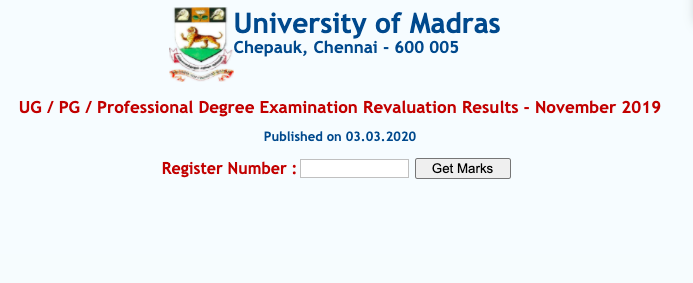 madras university revaluation results 2021 checking window