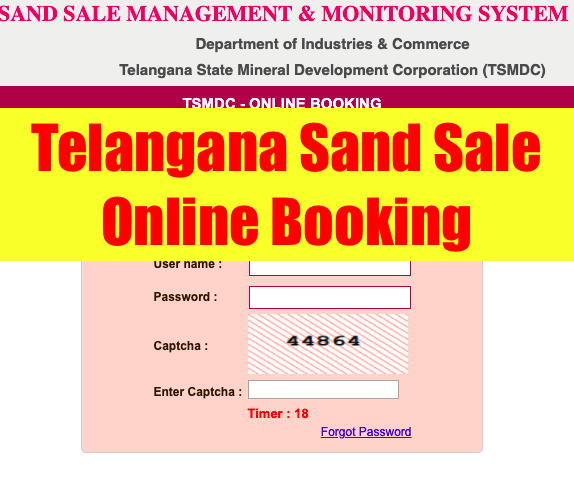 ts sand sale online booking portal registration window at sand.telangana.gov.in for 2022