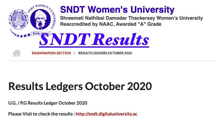 sndt women's university results checking portal for sndt.digitaluniversity.ac.in 2021-22 ug pg