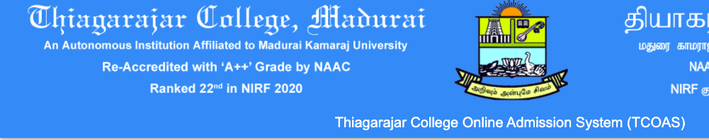Thiagarajar College ug Admission 2021 Selection list release schedule