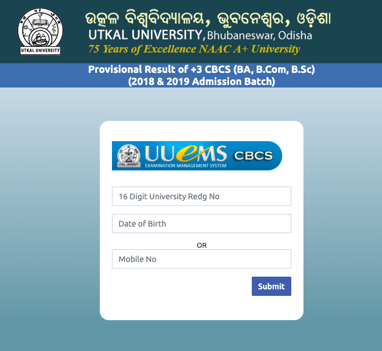 uuems.in result checking link for 5th semester exam 2021