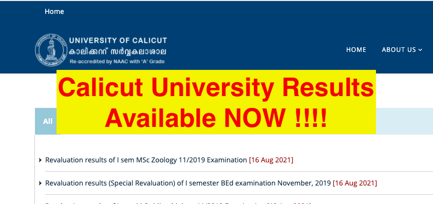 calicut university semester results check @ results.uoc.ac.in 2022
