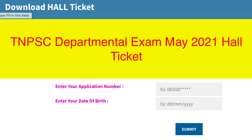 tbpsc hall ticket for departmental exam may 2021 downloading window