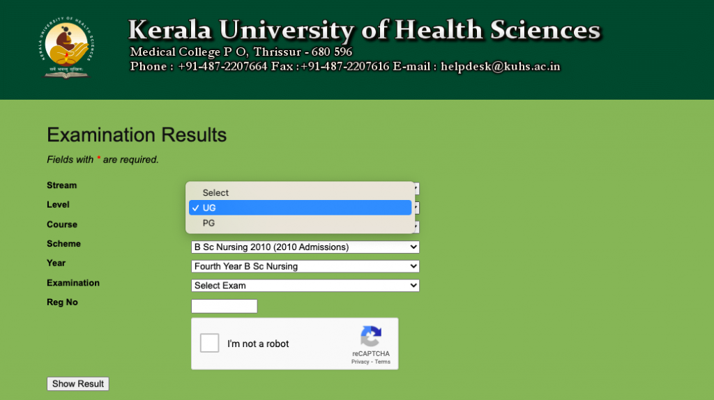 kuhs results checking for ug & pg courses online for 2022