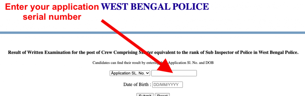 Checking wb police constable result through serial number at wbpolice.gov.in