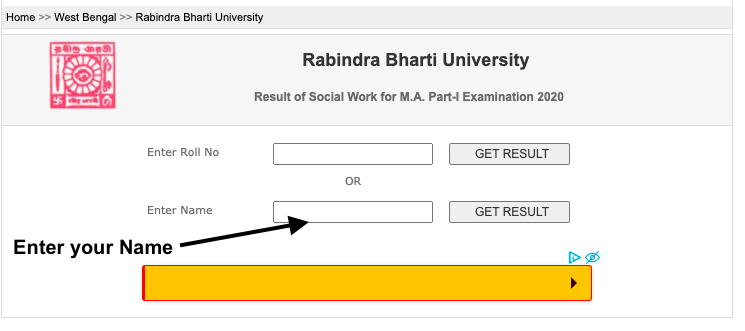 www.rbudde.in result check online - rbu distance ma part 1 dde result indiaresults.com