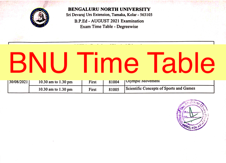 bnu exam time table 2022 download pdf