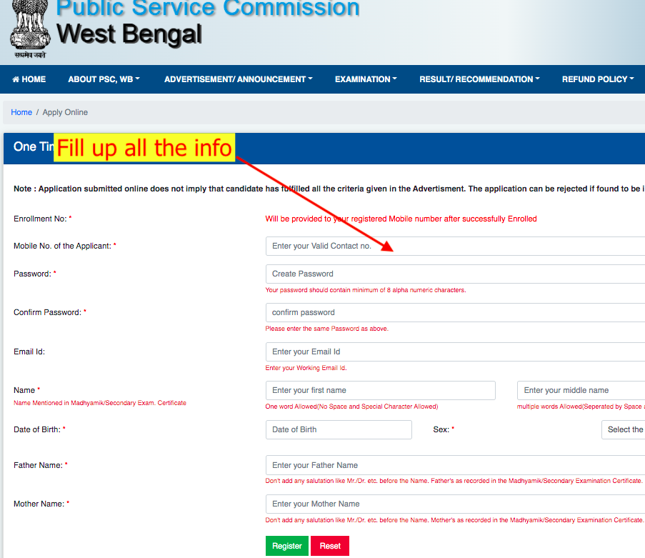 wbpsc online form fill up 2022