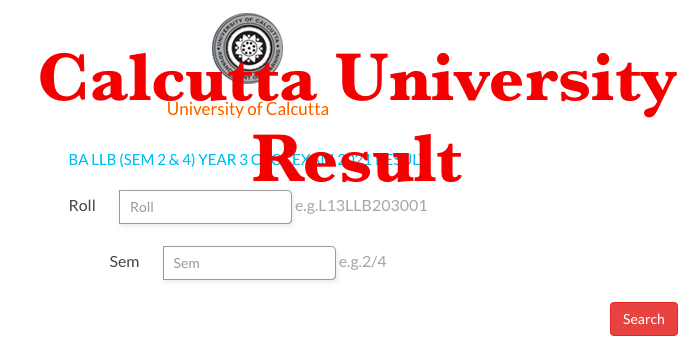 calcutta university cu exam result checking method with image