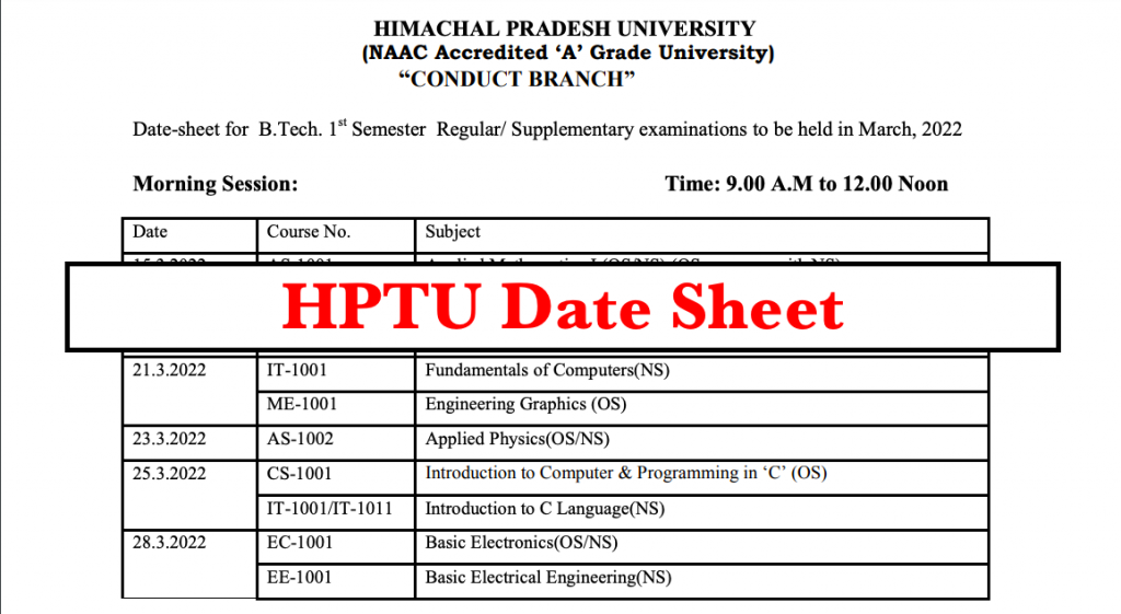 Download hptu exam date sheet 2022 online pdf