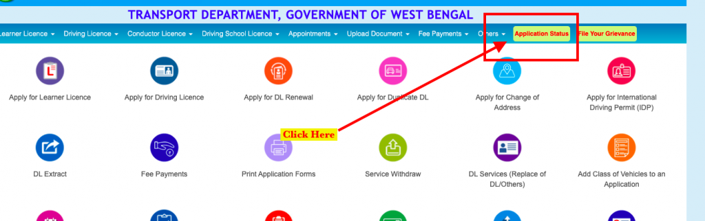 application status tracking link at sarathi.parivahan.gov.in