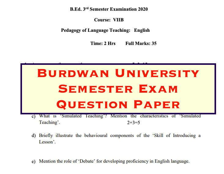 burdwan university semester exam question paper download pdf