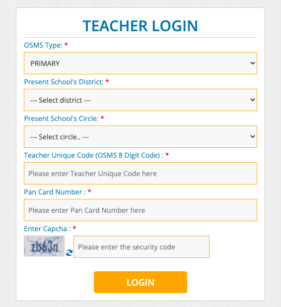 login with osms and teacher code