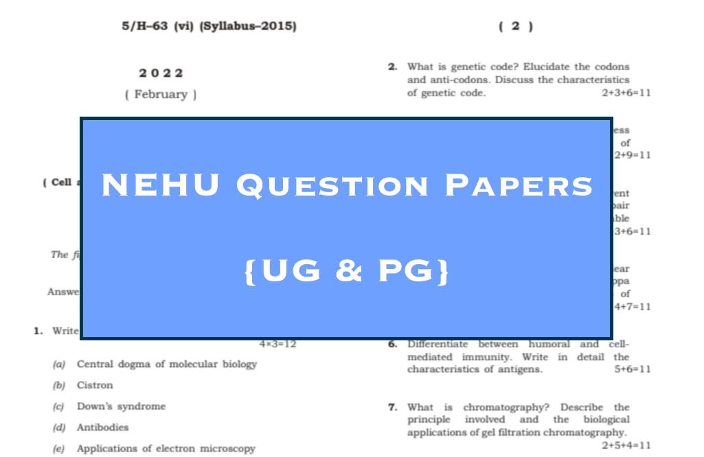 nehu semester examination question paper - download ug pg even odd sem 1st 2nd 3rd 4th 5th 6th