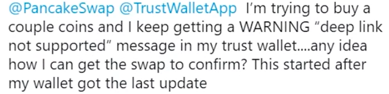trust wallet deep linking error on iphone