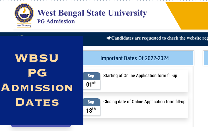 wbsu pg admission registration online 2023-24 starting date september 2023 for ma msc mcom
