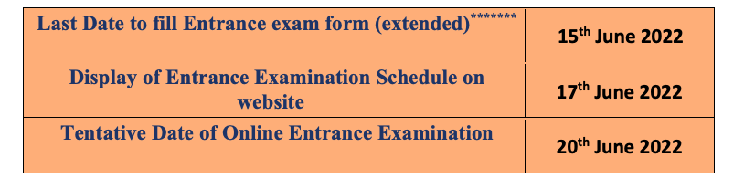 bmcc online admission 2022-23 entrance exam schedule