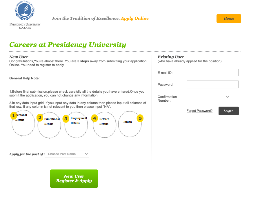 presidency university junior assistant peon recruitment 2023 online application form link