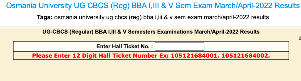 osmania university degree exam results 2022 check by roll number at manabadi.co.in