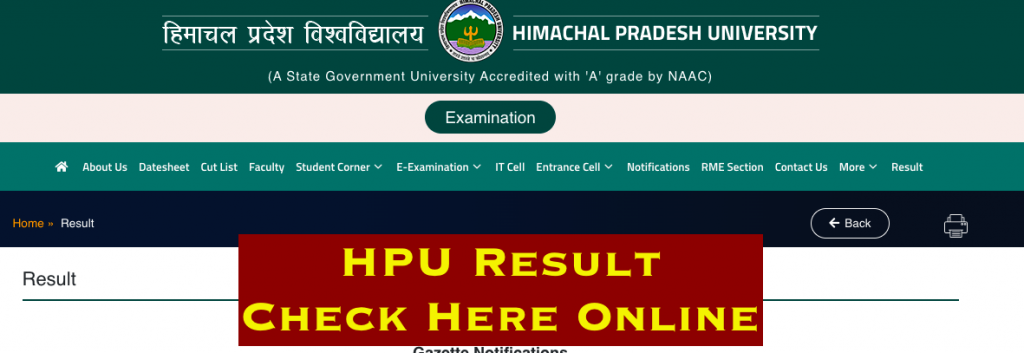 himachal pradesh university result check online ba bsc bcom sem at hpu.ac.in