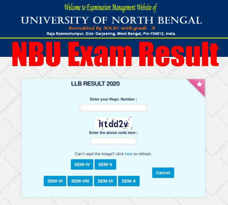 nbu 2nd 4th 6th sem exam result 2022 check online at www.nbuexams.net
