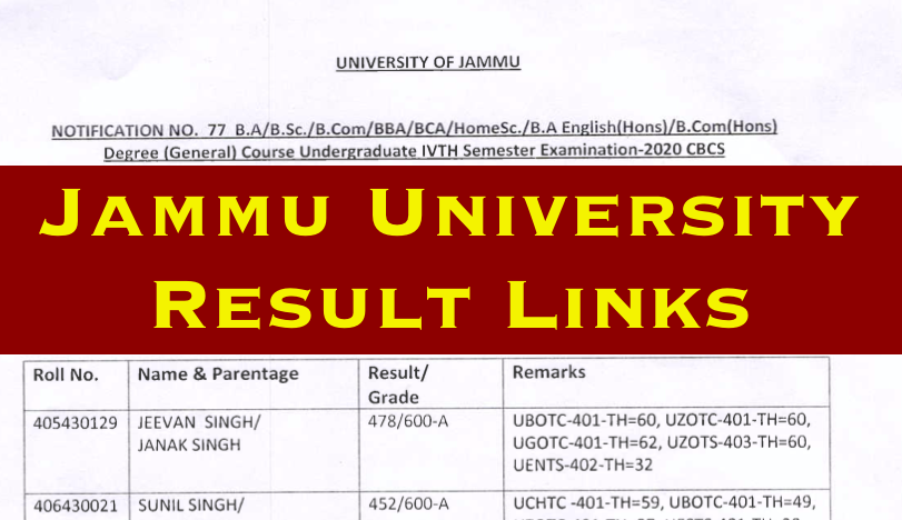 jammu university result link check online at coeju.com