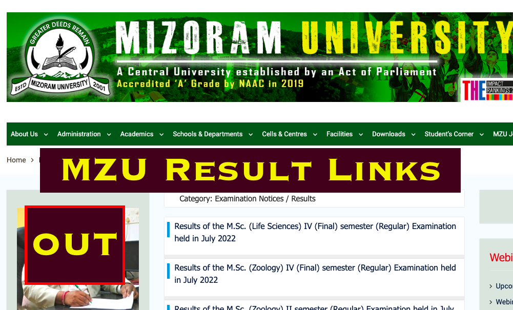 mzu result link check online 2022 mzu.edu.in mizoram university