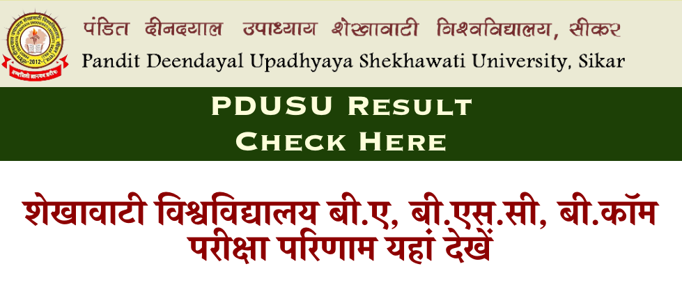 pdusu result check online 2022 - shekhawati university ba bsc bcom 1st 2nd 3rd year exam result shekhauni.ac.in