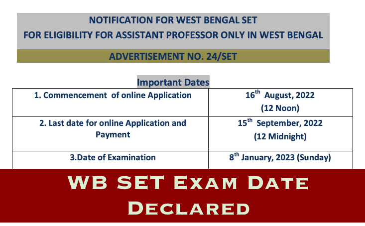wb set exam date 2023 check west bengal college service commission wbcsc state eligibility test date