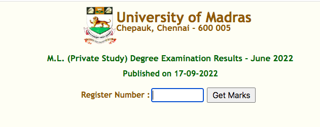 Madras University Results 2022 Check Online
