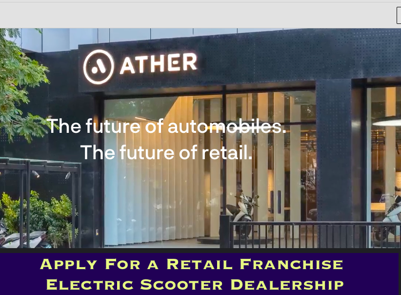 ather electric scooter dealership 2024 online application form for franchise, cost, application form, investment