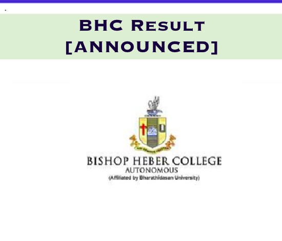 bhc result check online bishop heber college bhc.edu.in