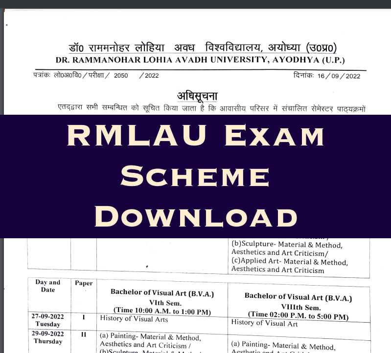rmlau exam date sheet 2023 download exam scheme date schedule avadh university rmlau.ac.in