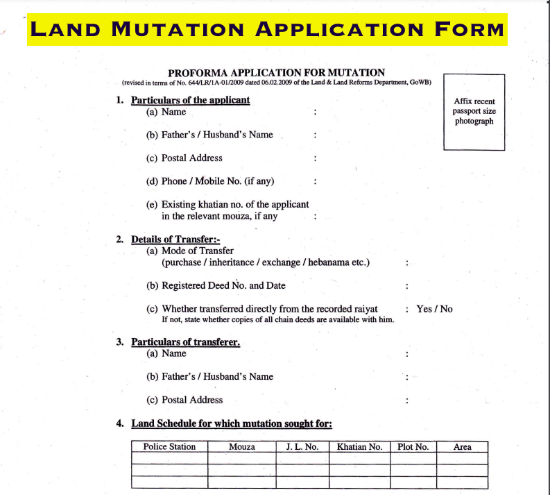 west bengal land mutation offline application form download pdf 2023