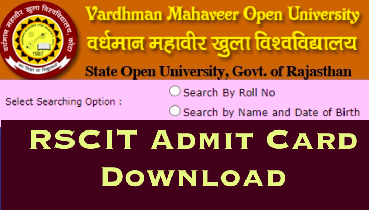 rkcl rscit admit card 2024 download vmou.ac.in online name wise roll number