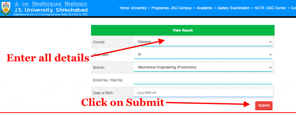 js university result 2023 check online ba bsc bcom 1st 2nd 3rd year exam
