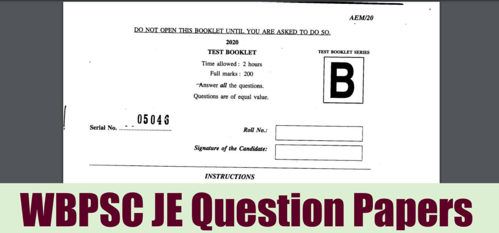 wbpsc je previous year question paper download pdf, model questions answers old mock test