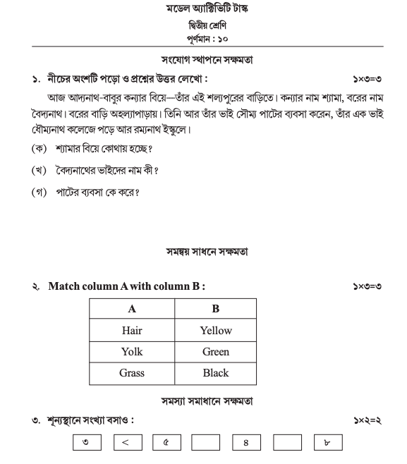 banglar shiksha model activity task 2022 download