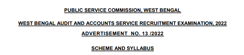 wbpsc audit & accounts service examination syllabus official 2022-23