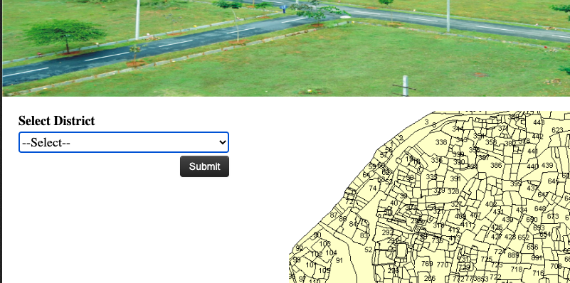 select district name and map in the bhulekh odisha portal
