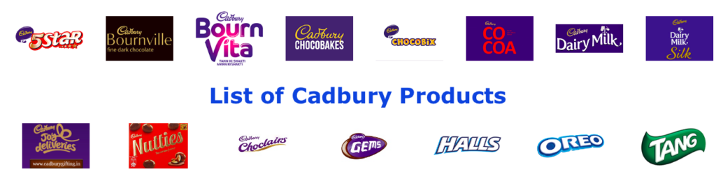 cadbury products list