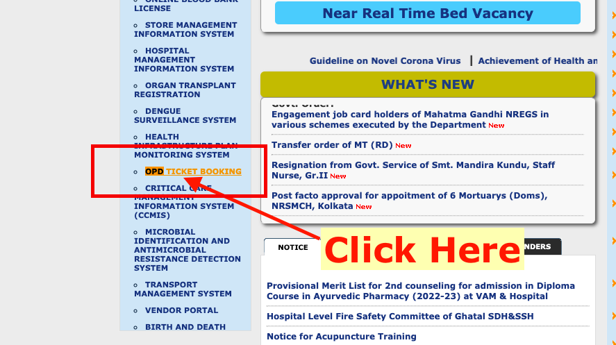 wb health opd online ticket booking at wbhealth.gov.in