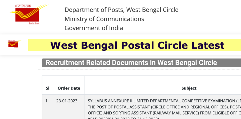west bengal postal circle recruitment 2023 - wb post office jobs application form last date