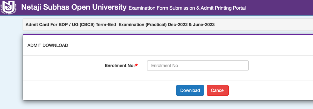 nsou practical admit card 2023 download