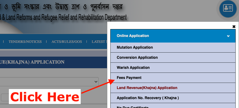 application fee payment online