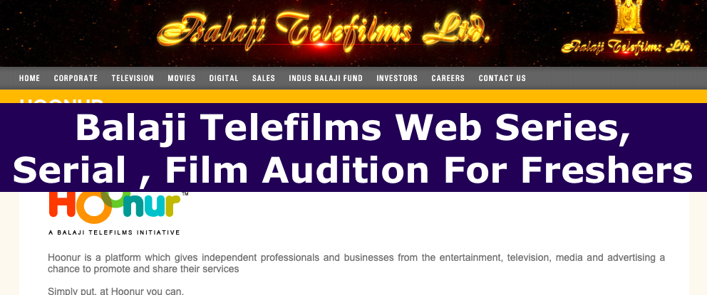 balaji telefilms auditions for freshers 2024 - audition registration online
