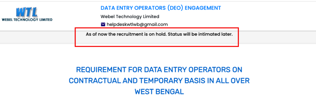 deo recruitment in bsk in on hold