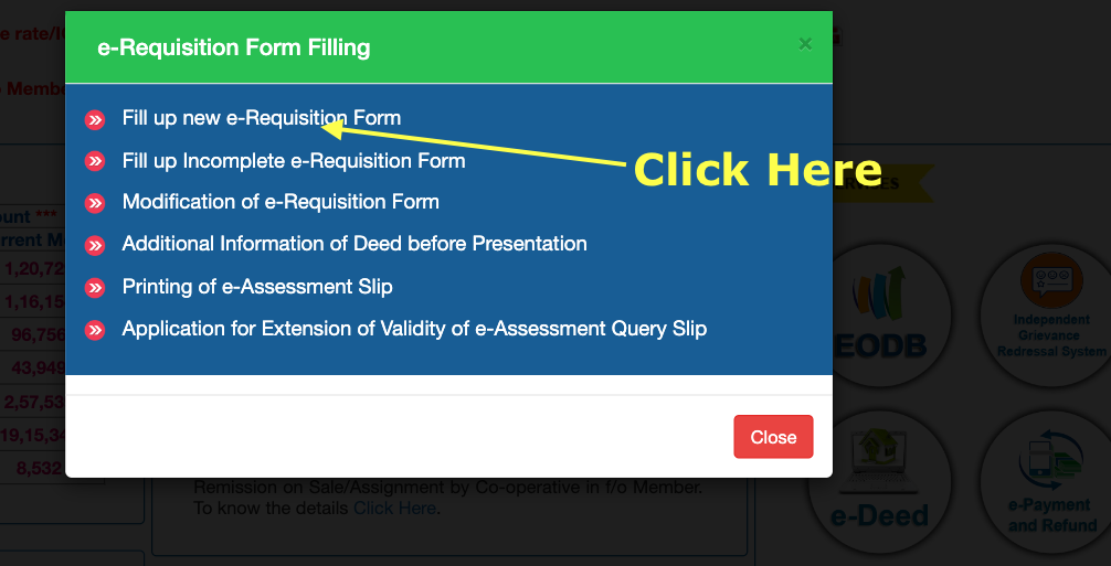 new form fill up link for land registration online