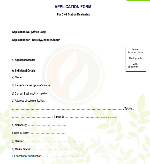 cng pump dealership application form pdf 2024