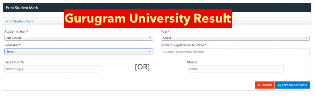 gurugram university exam result check online